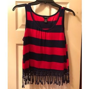 Rue21 red and navy blue stripped tank top